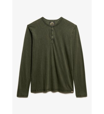 Superdry Maglietta verde a maniche lunghe con colletto alla coreana