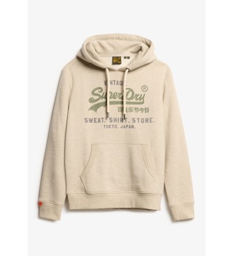 Superdry Beżowa bluza z kapturem z logo Vintage Heritage