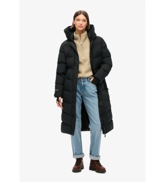 Superdry Abrigo largo acolchado City Chevron negro