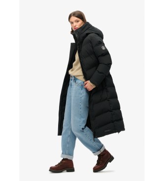Superdry Abrigo largo acolchado City Chevron negro