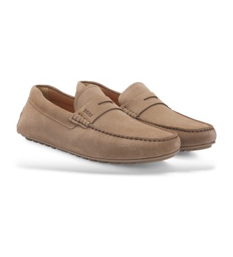 BOSS Noel Leder Mokassins braun