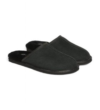 Superdry Ciabatte senza schienale in pelle scamosciata nera