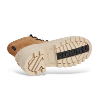 Pepe Jeans Skórzane buty za kostkę Hale Basic w kolorze brązowym