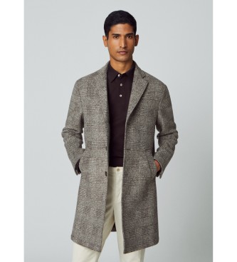 Hackett London Grijs geborstelde jas