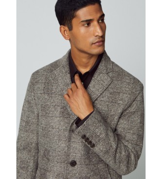 Hackett London Grijs geborstelde jas