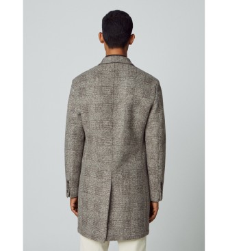 Hackett London Grijs geborstelde jas