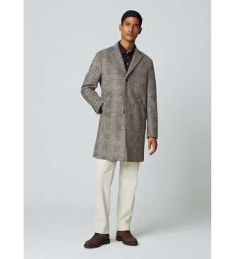 Hackett London Grijs geborstelde jas