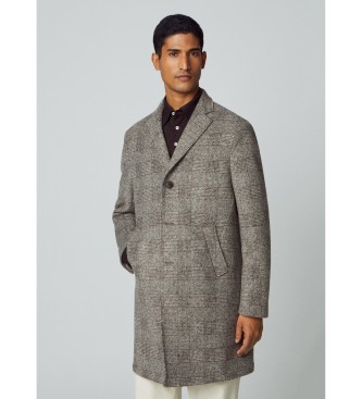 Hackett London Grijs geborstelde jas