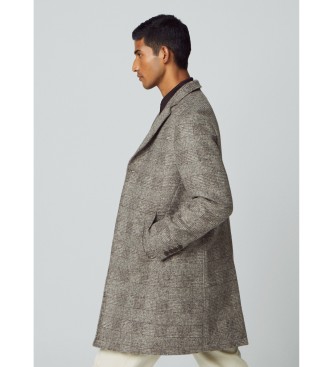 Hackett London Grijs geborstelde jas