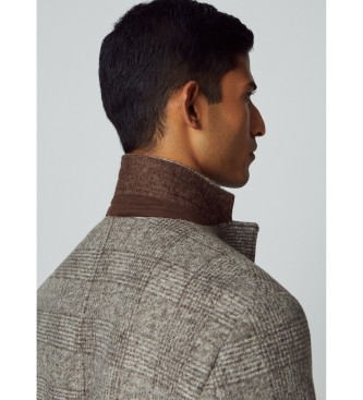 Hackett London Grijs geborstelde jas