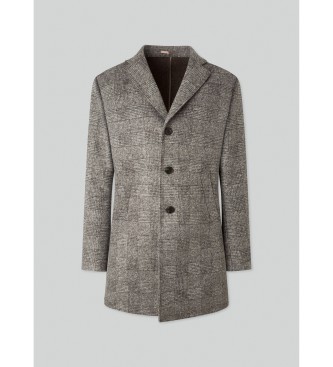 Hackett London Grijs geborstelde jas