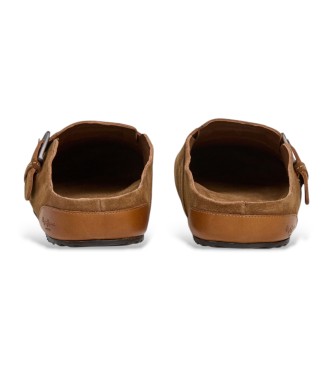 Pepe Jeans Zuecos de piel Corby marrón