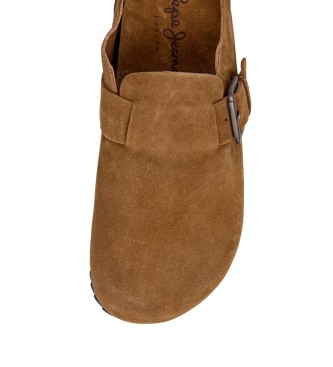 Pepe Jeans Zuecos de piel Corby marrón