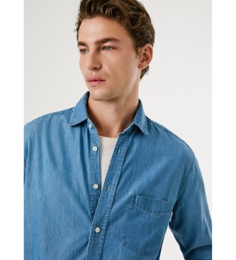 Pepe Jeans Klassiek Slank Overhemd Blauw