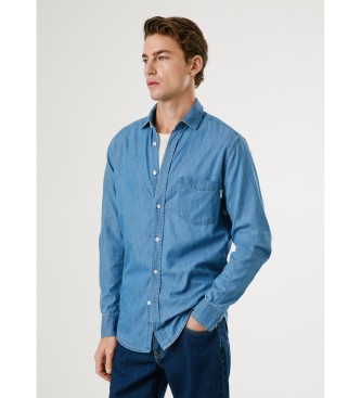 Pepe Jeans Klassiek Slank Overhemd Blauw