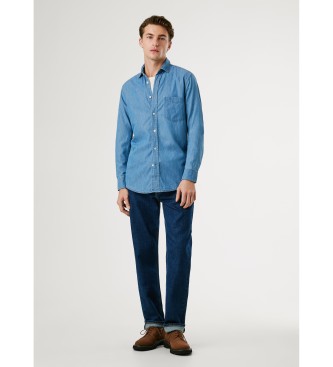 Pepe Jeans Klassiek Slank Overhemd Blauw