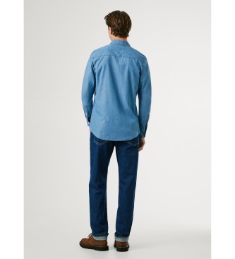 Pepe Jeans Klassiek Slank Overhemd Blauw