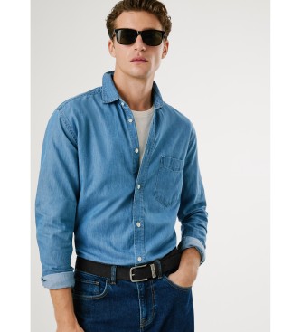 Pepe Jeans Klassiek Slank Overhemd Blauw