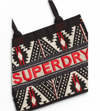 Superdry Luxe bestickte Tragetasche schwarz