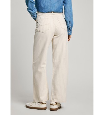 Pepe Jeans Dżinsy Straight Fit Stripe beżowe