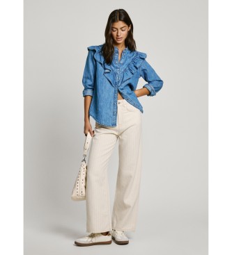 Pepe Jeans Dżinsy Straight Fit Stripe beżowe