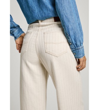 Pepe Jeans Dżinsy Straight Fit Stripe beżowe