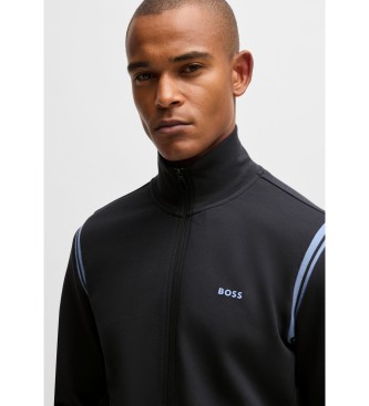 BOSS Conjunto de camisola de algod�o el�stico de ajuste regular com aplica��es de riscas azul-marinho