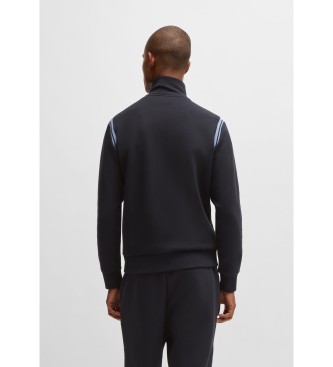 BOSS Conjunto de camisola de algod�o el�stico de ajuste regular com aplica��es de riscas azul-marinho