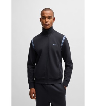 BOSS Conjunto de camisola de algod�o el�stico de ajuste regular com aplica��es de riscas azul-marinho