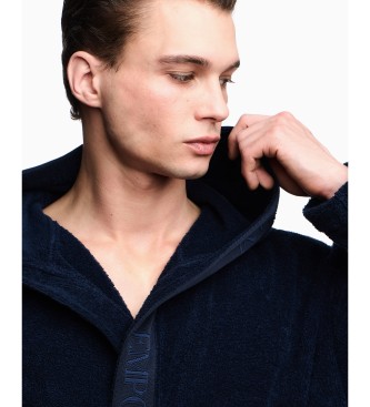 Emporio Armani Badstof badjas met logo op marine rand