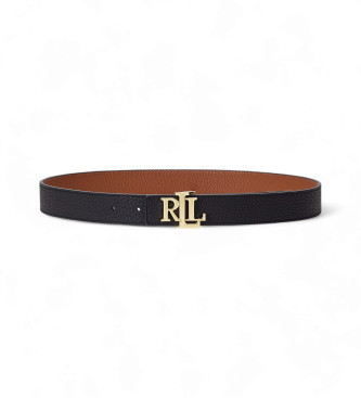 Lauren Ralph Lauren Cintura nera reversibile in pelle martellata