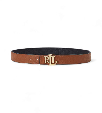 Lauren Ralph Lauren Cintura nera reversibile in pelle martellata