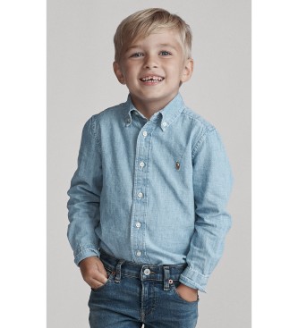 Polo Ralph Lauren Niebieska koszula z bawełnianej tkaniny cambray