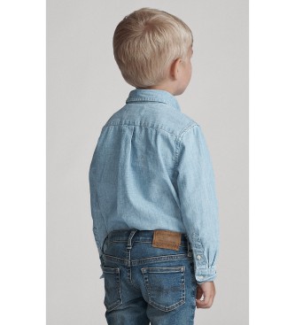Polo Ralph Lauren Niebieska koszula z bawełnianej tkaniny cambray