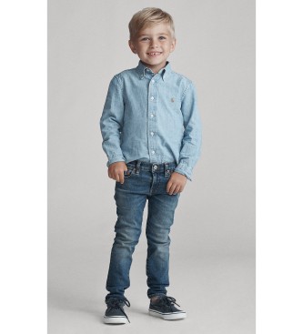 Polo Ralph Lauren Niebieska koszula z bawełnianej tkaniny cambray