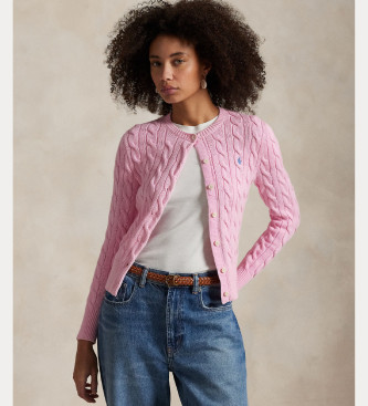 Polo Ralph Lauren Pink cotton cardigan in eights knitted fabric