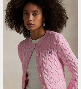Polo Ralph Lauren Pink cotton cardigan in eights knitted fabric