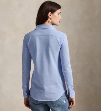 Polo Ralph Lauren Slim fit oxford shirt in blue cotton knitted jersey