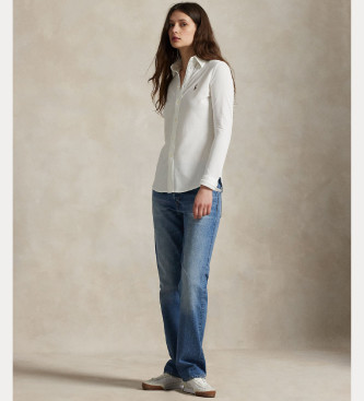 Polo Ralph Lauren Schmal geschnittenes Oxford-Hemd aus weißem Baumwolljersey