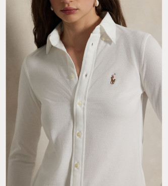 Polo Ralph Lauren Schmal geschnittenes Oxford-Hemd aus weißem Baumwolljersey