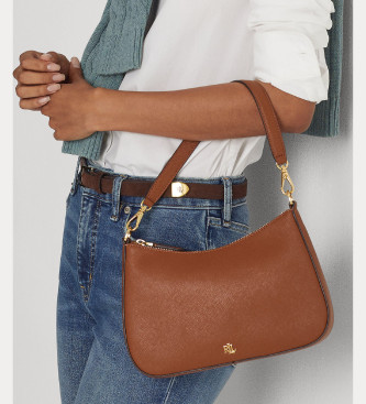 Lauren Ralph Lauren Mellemstor brun crossbody Danni-taske i læder