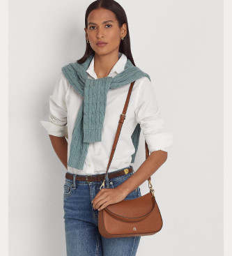 Lauren Ralph Lauren Mellemstor brun crossbody Danni-taske i læder