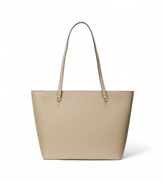 Lauren Ralph Lauren Medium Karly tote bag in taupe cross-grain leather