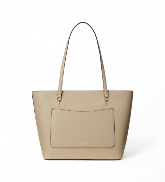 Lauren Ralph Lauren Medium Karly tote bag in taupe cross-grain leather