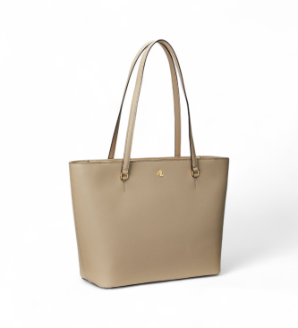 Lauren Ralph Lauren Medium Karly tote bag in taupe cross-grain leather
