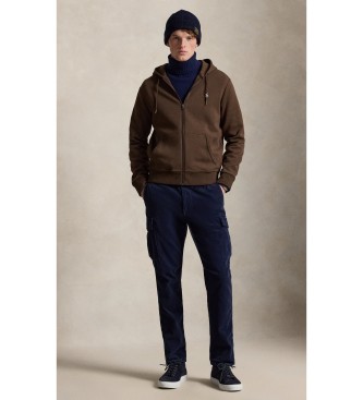 Polo Ralph Lauren Doppelt gestricktes Sweatshirt mit braunem Reißverschluss