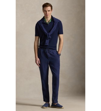 Lauren Ralph Lauren Marineblaue Slim Tapered Fit Leinenhose