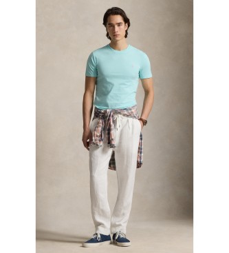 Polo Ralph Lauren T-shirt turchese slim fit personalizzata in maglia