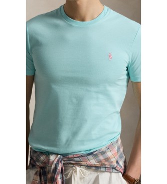 Polo Ralph Lauren T-shirt turchese slim fit personalizzata in maglia