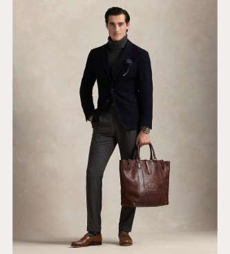 Polo Ralph Lauren Bolso tote de piel Heritage marrón